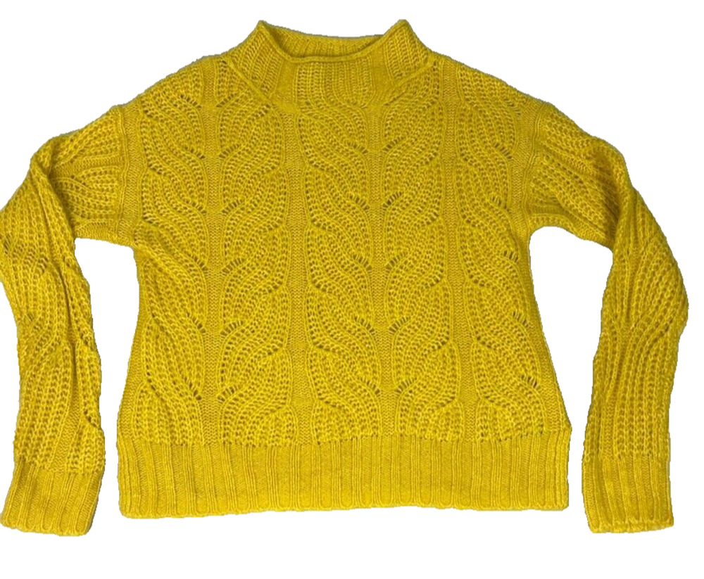 J.Crew Sweater Womens Top S Pointelle Mock Neck Cable Knit Lightweight Alpaca
